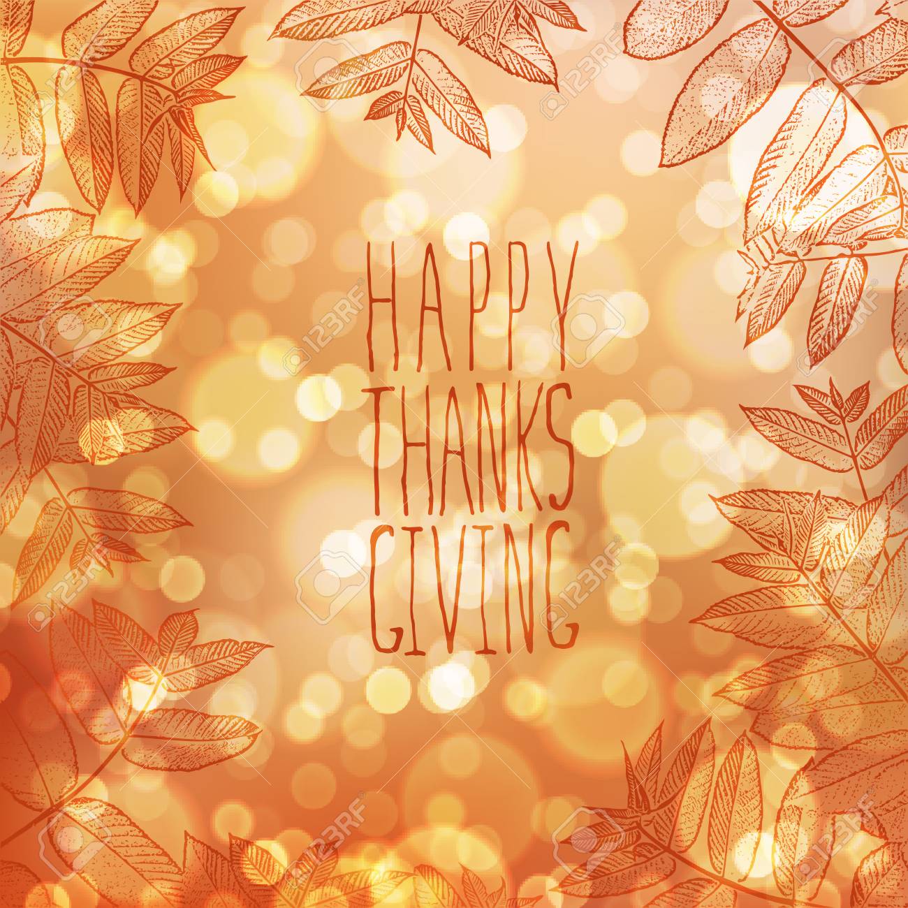 happy thanksgiving card design template blur autumn background