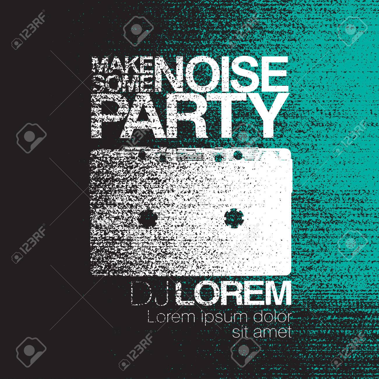 make some noise night party flyer black and white no signal