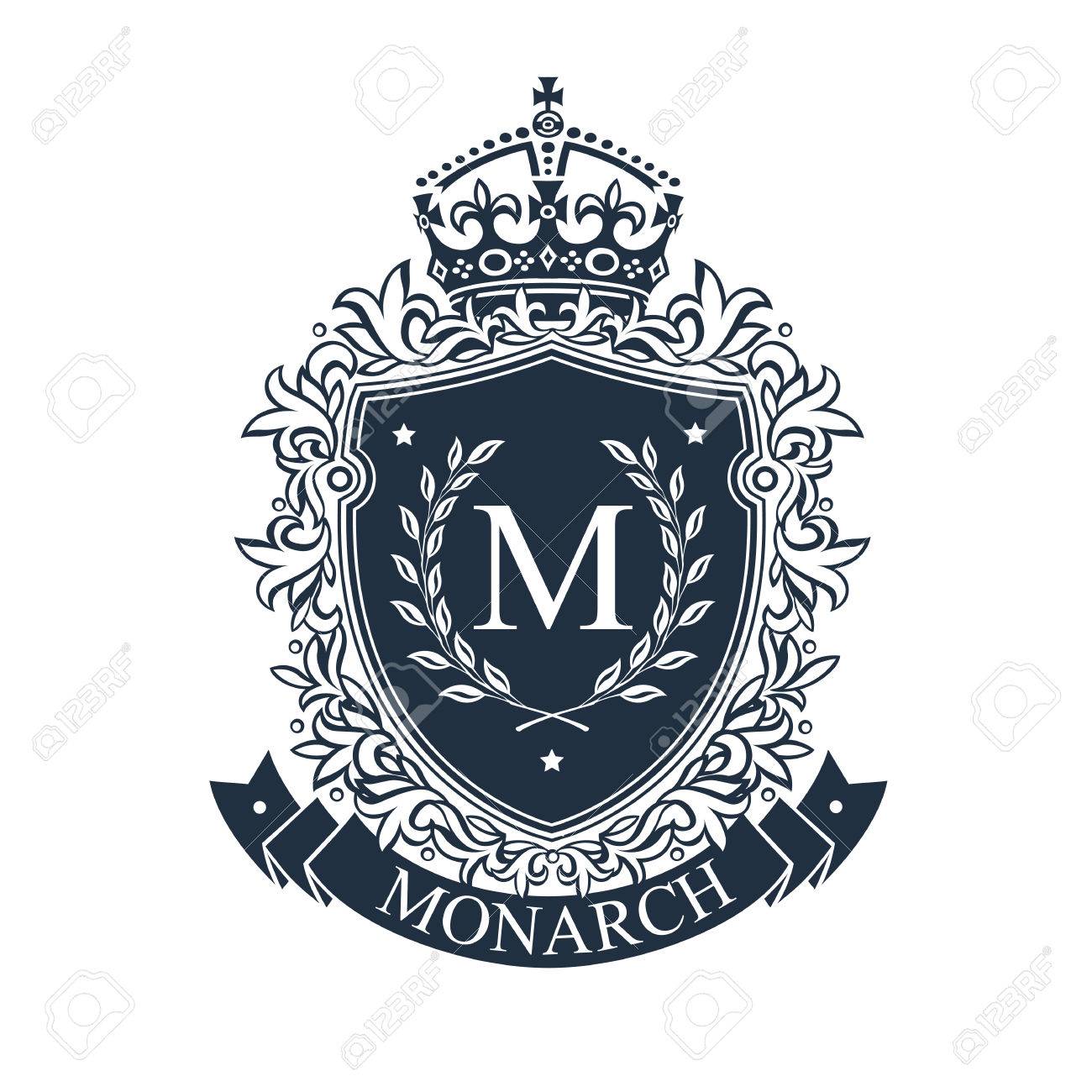 Coat of arms. Heraldic royal emblem shield with crown and laurel wreath. Heraldic vector template. - 82149759 Coat of arms. Heraldic royal emblem shield with crown and laurel wreath. Heraldic vector template. - 82149759