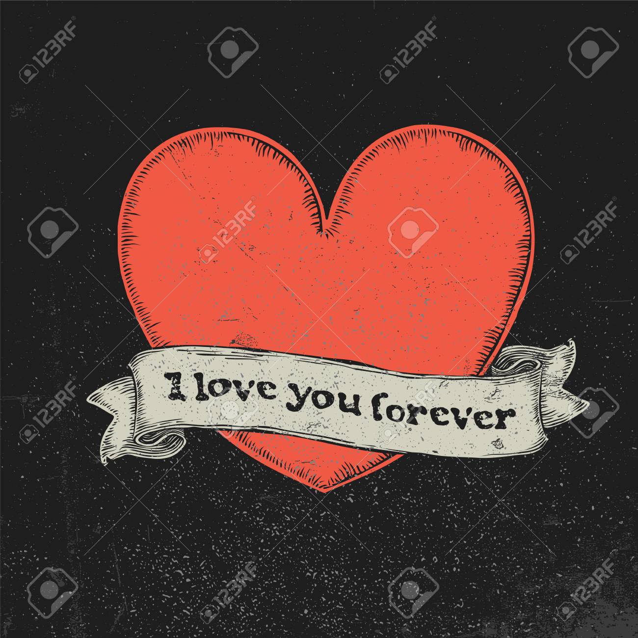 Ich Liebe Dich Fur Immer Text Auf Vintage Band Uber Rotes Herz Tattoo Vektor Illustration Lizenzfrei Nutzbare Vektorgrafiken Clip Arts Illustrationen Image 82511593