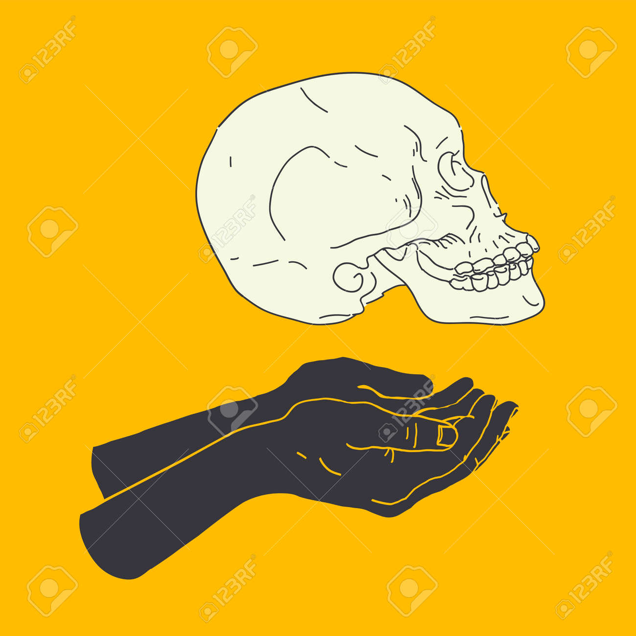 A Human Skull In A Man's Hands, Isolated On Black. Shakespeare's Hamlet  Scene At The Grave Of Yorick. Poor Yorick. Клипарты, SVG, векторы, и Набор  Иллюстраций Без Оплаты Отчислений. Image 167849137