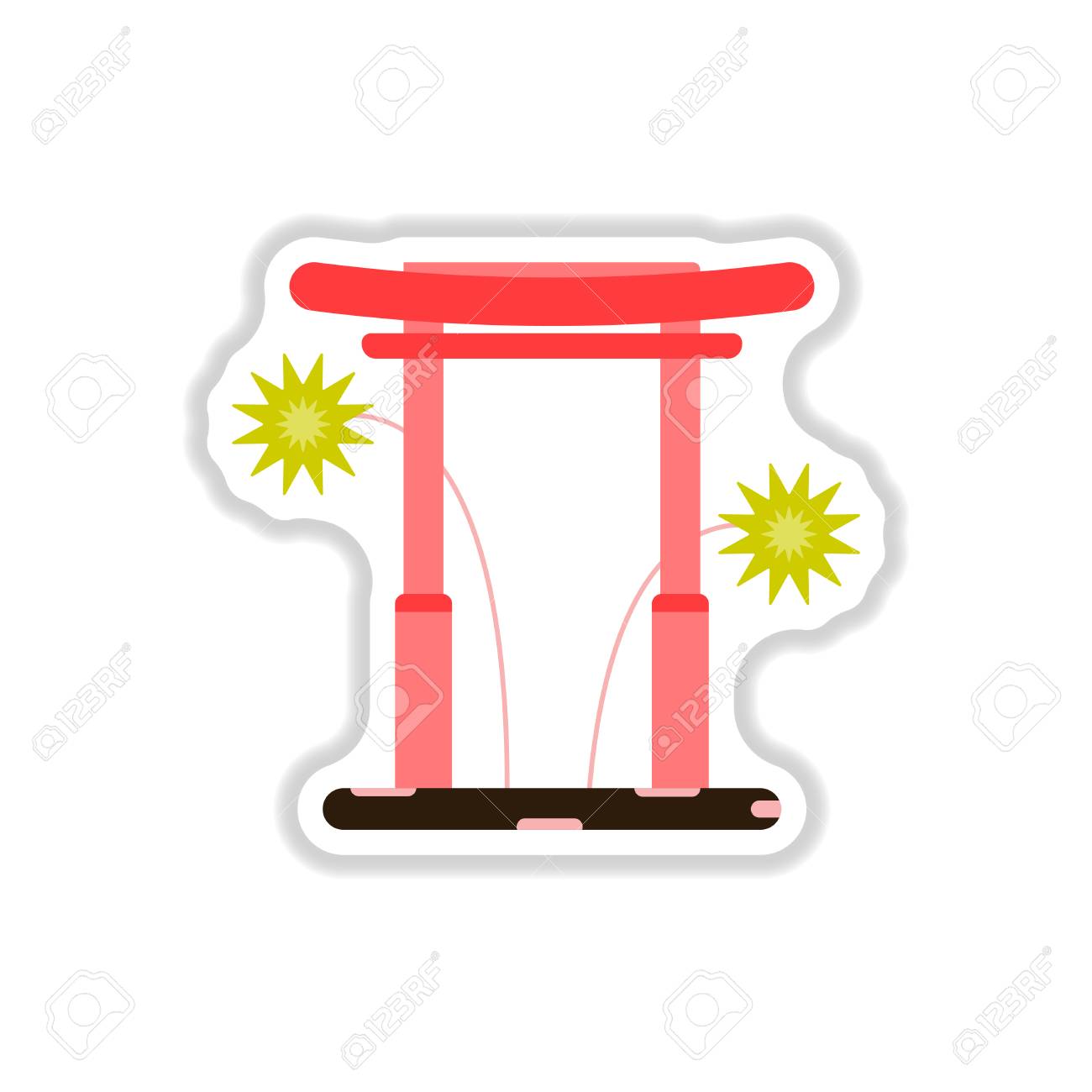 紙のステッカー スタイル中華門で中国の新年のお祝いのベクトル イラストのイラスト素材 ベクタ Image