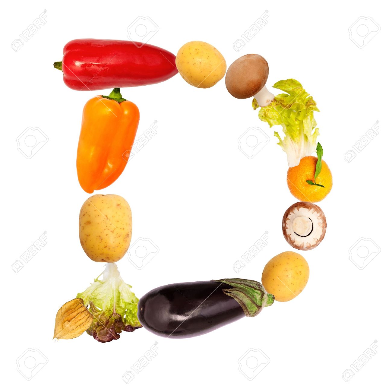 The Letter D Builded With Various Fruits And Vegetables Complete Stock Photo Picture And Royalty Free Image Image 16400636