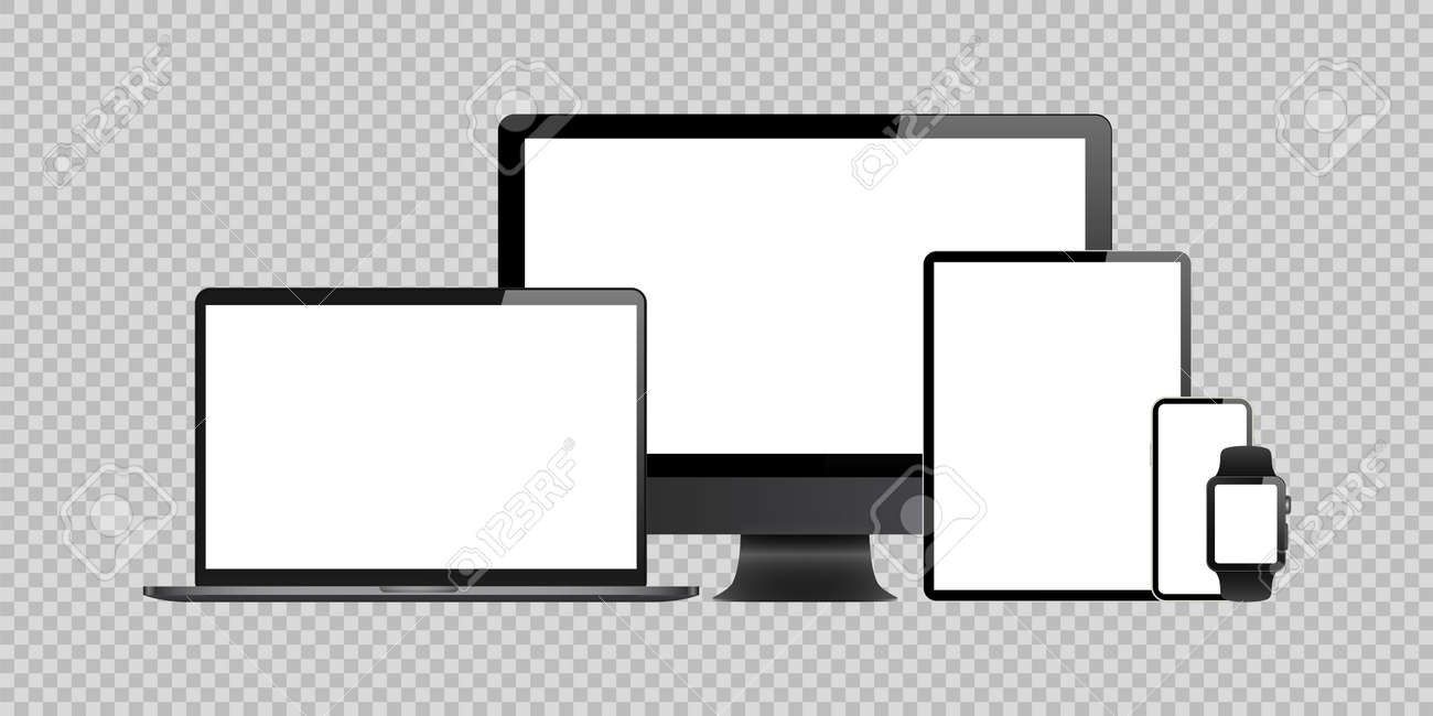 laptop, computer, tablet, mobile, watch mockup isolated blank screen vector set. white monitor touchscreen gadget technology equipment. phone, smartphone, smartwatch background - 156098490 laptop, computer, tablet, mobile, watch mockup isolated blank screen vector set. white monitor touchscreen gadget technology equipment. phone, smartphone, smartwatch background - 156098490