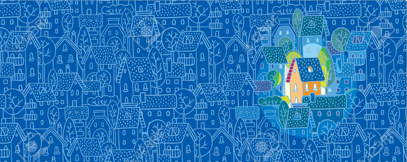greeting card with nice color house sweet home on monochrome