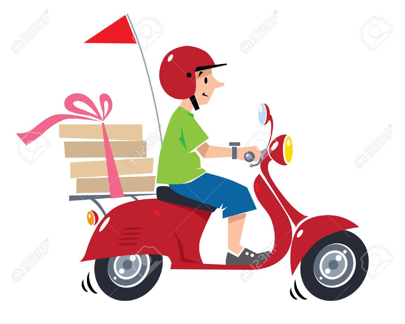 Emblème Ou Illustration De Courrier De Pizza Drôle Ou Livreur De