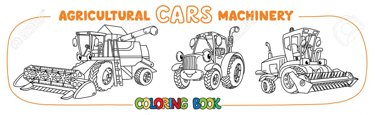 Combine Harvester, Lawn Mower And Tractor Coloring Book For Kids ... Combine Harvester, Lawn Mower And Tractor Coloring Book For Kids ...