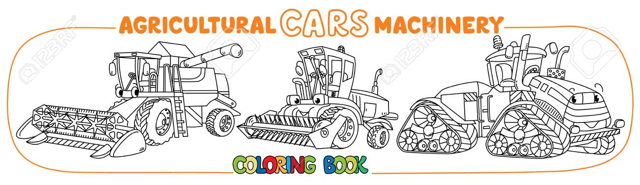 Combine Harvester, Lawn Mower And Big Tractor Coloring Book For ... Combine Harvester, Lawn Mower And Big Tractor Coloring Book For ...