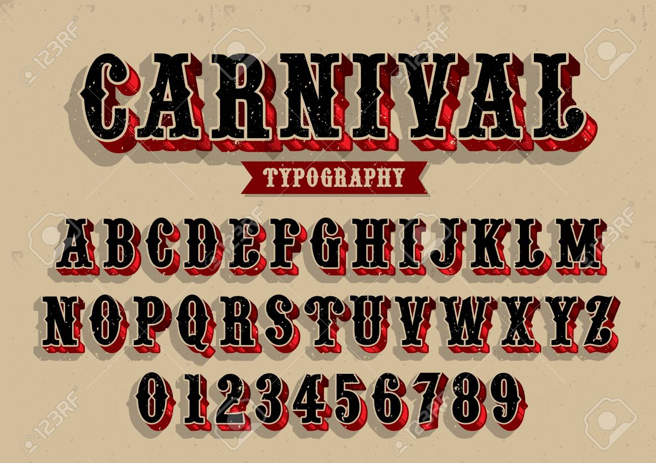 vector of vintage carnival font and alphabet royalty free cliparts