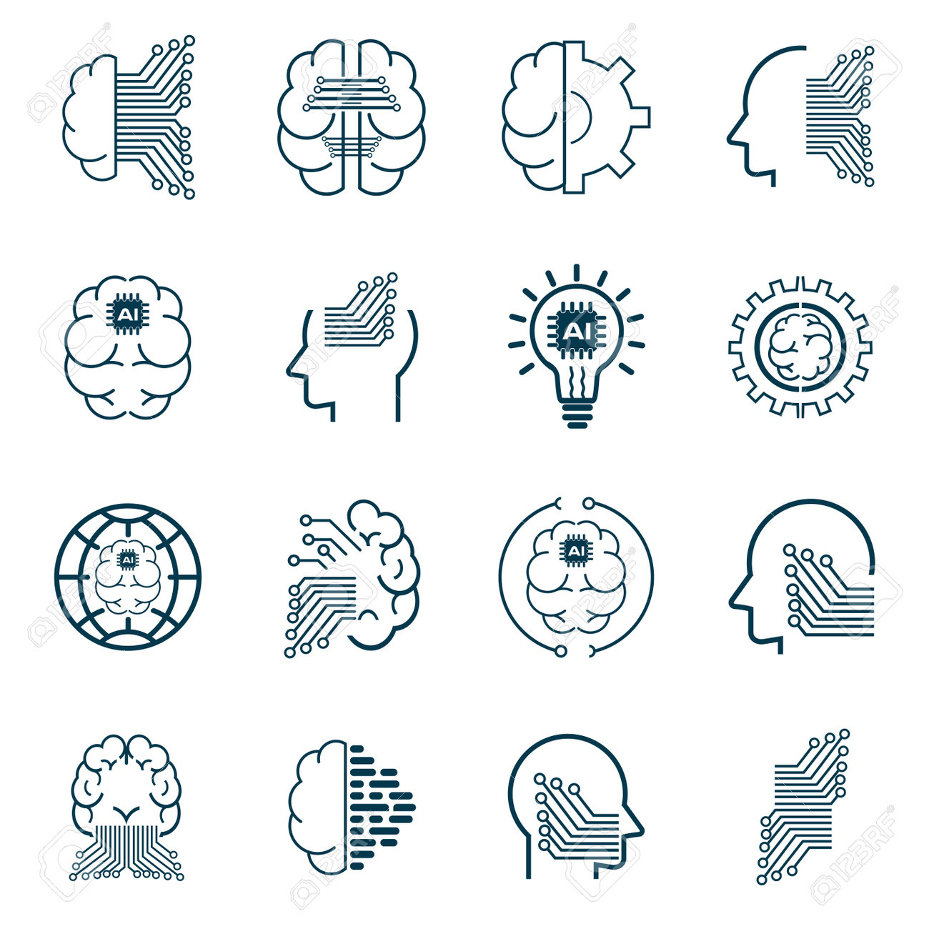 인공 지능 아이콘을 설정합니다. 고품질 Ai 기호 그룹, 현대적인 플랫 아이콘 스타일, 흰색 배경에서 웹 디자인을 위한 학습 기호를  위한 Ai 아이콘 집합 로열티 무료 사진, 그림, 이미지 그리고 스톡포토그래피. Image 200557656