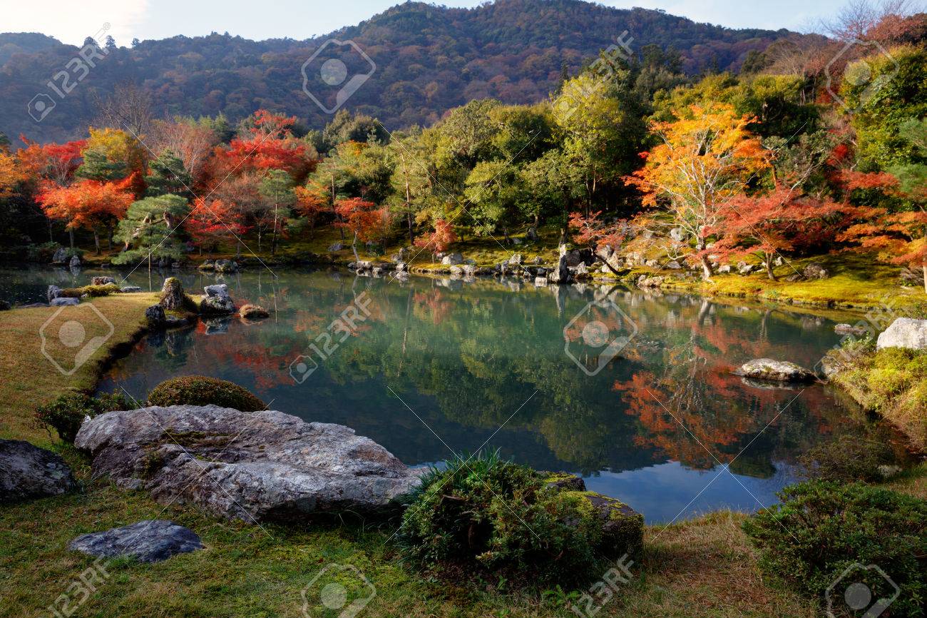 Zen Garden Of The Tenryu Ji Temple Arashiyama Kyoto Japan Stock Photo Picture And Royalty Free Image Image
