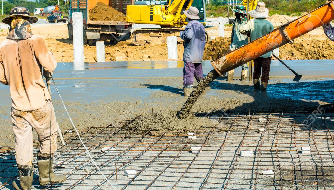 Concreting Work: Construction Site Worker During Concrete Stock Photo,  Picture and Royalty Free Image. Image 98916338.