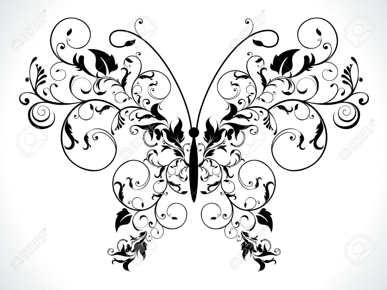 抽象的な黒花蝶 のイラスト素材 ベクタ Image