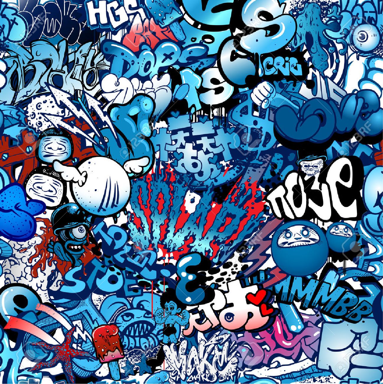 graffiti dibujos animados Graffiti, arte callejero Vectores