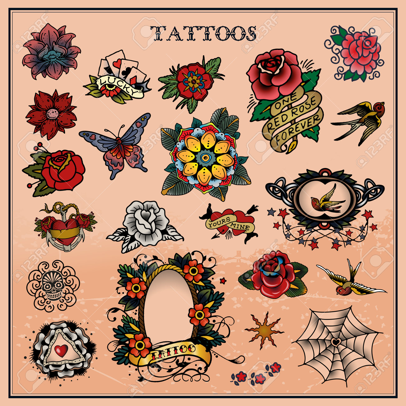 入れ墨 花 花 のイラスト素材 ベクタ Image