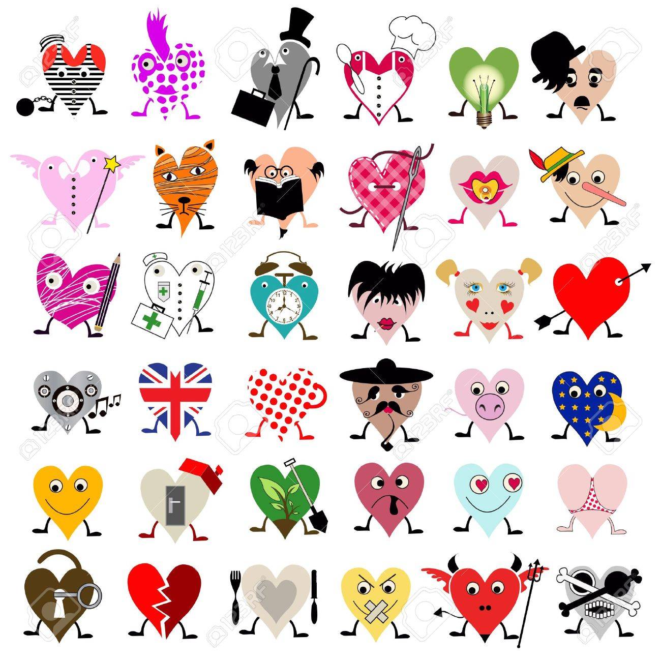 Diversi tipi di personalità disegnato a forma di cuore clipart ... Tipi di personalità