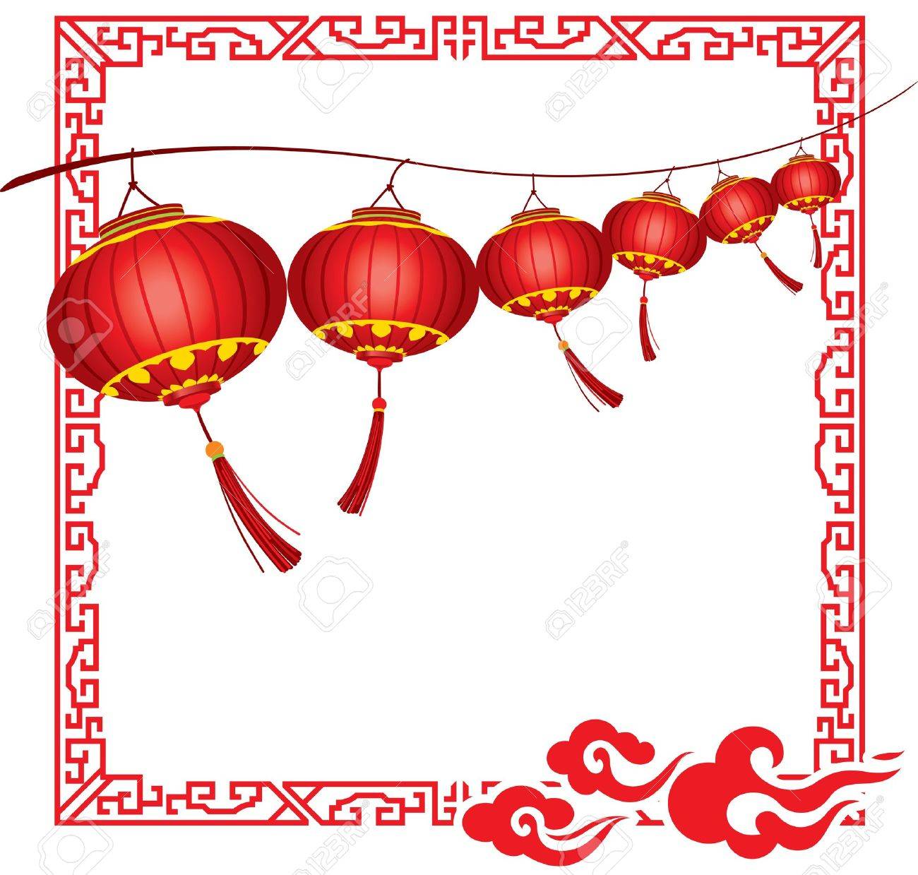 明るい掛かる赤い中国提灯飾りの文字列のイラスト素材 ベクタ Image 明るい掛かる赤い中国提灯飾りの文字列のイラスト素材 ベクタ Image