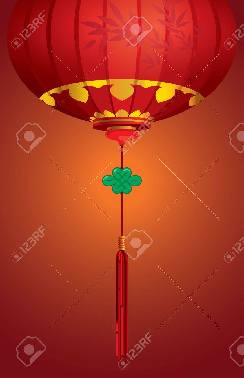 contemporary chinese lantern background design with knot jade