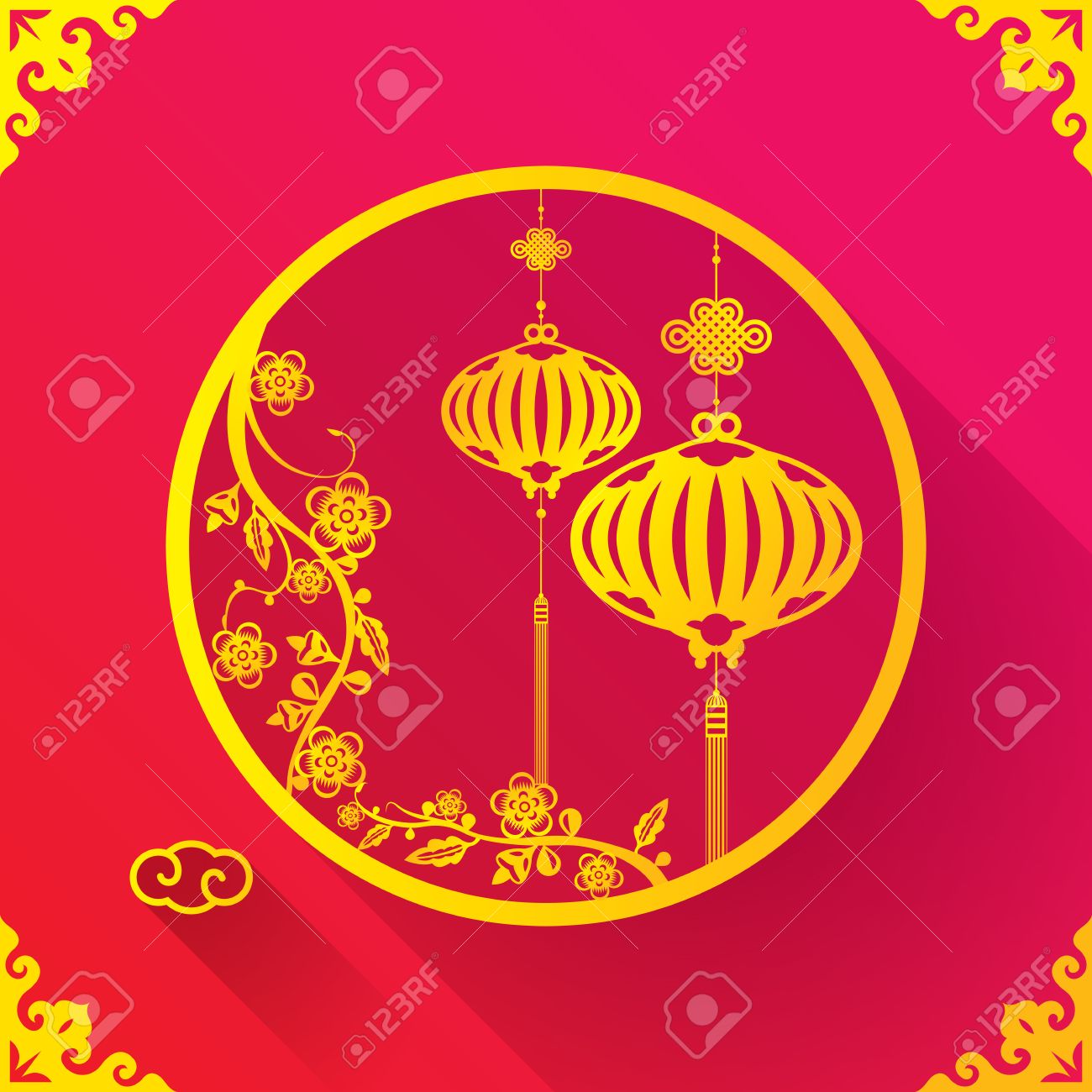 chinese lantern design template for celebrating new year and