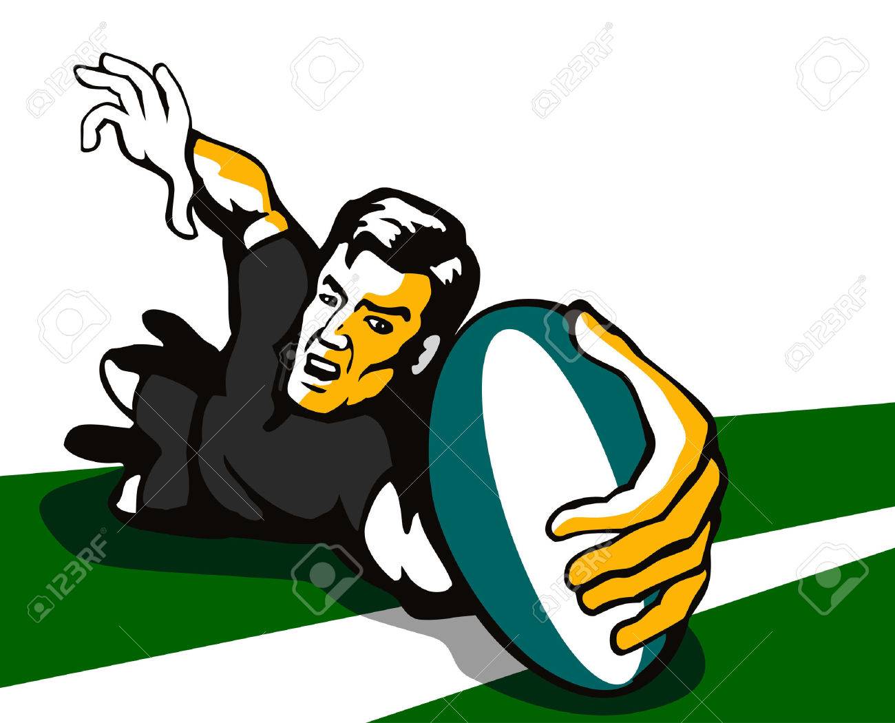 トライするラグビー プレーヤー のイラスト素材 ベクタ Image トライするラグビー プレーヤー のイラスト素材 ベクタ Image