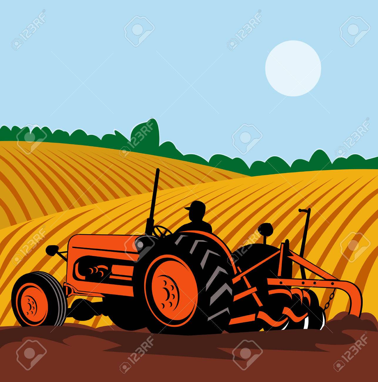 Farmer On Tractor Plowing Field Royalty Free SVG, Cliparts, Vectors, and  Stock Illustration. Image 5628811.