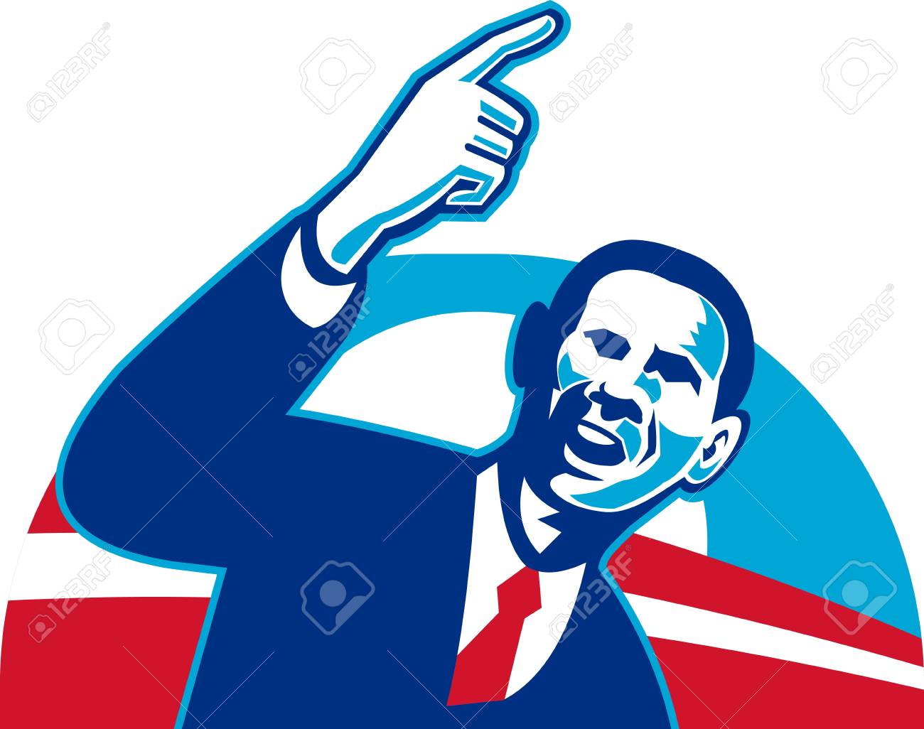 illustration of american president barack obama pointing forward