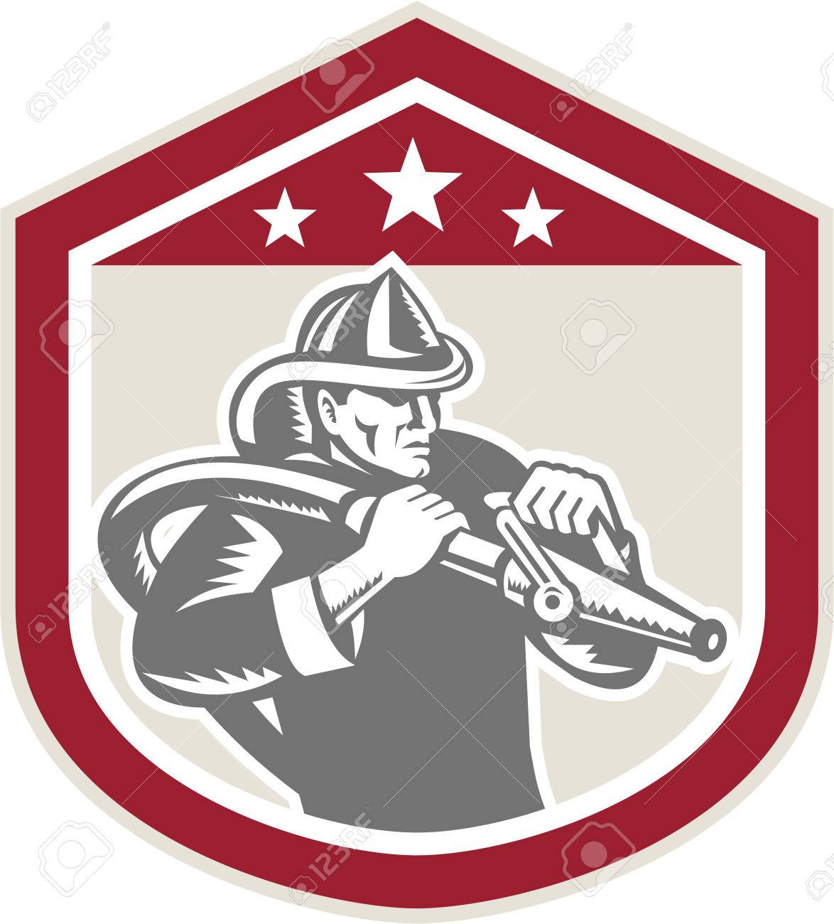 illustration of a fireman fire fighter emergency worker with