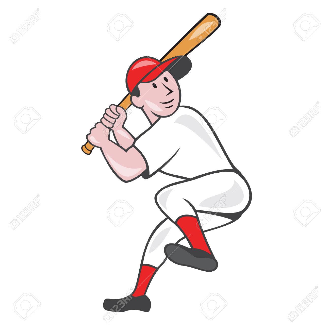 Illustration Of An American Baseball Player Batter Hitter Batting With One  Leg Up Done In Cartoon Style Isolated On White Background. Royalty Free  SVG, Cliparts, Vectors, and Stock Illustration. Image 27874027., image size:1300x1300