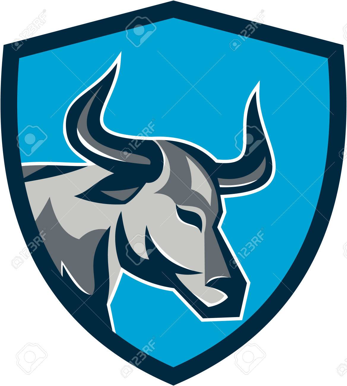Illustration Of A Texas Longhorn Bull Head Viewed From Side Set Inside  Shield Crest On Isolated Background Done In Retro Style. Royalty Free SVG,  Cliparts, Vectors, and Stock Illustration. Image 44643720.