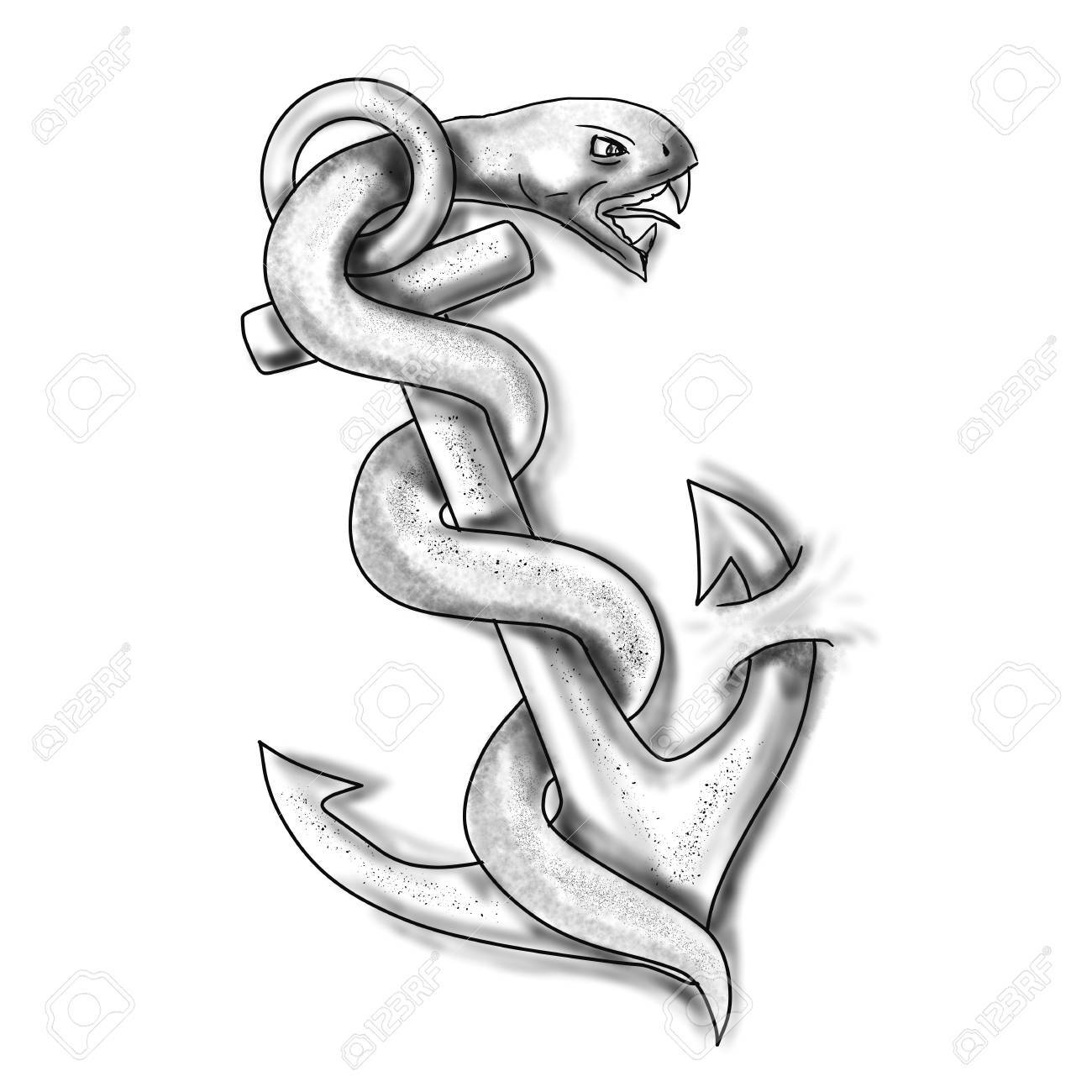 分離の背景を白に設定するアンカーに縮こまってアスクレピオスの蛇のスタイルをタトゥーします の写真素材 画像素材 Image 分離の背景を白に設定するアンカーに縮こまってアスクレピオスの蛇のスタイルをタトゥーします の写真素材 画像素材 Image