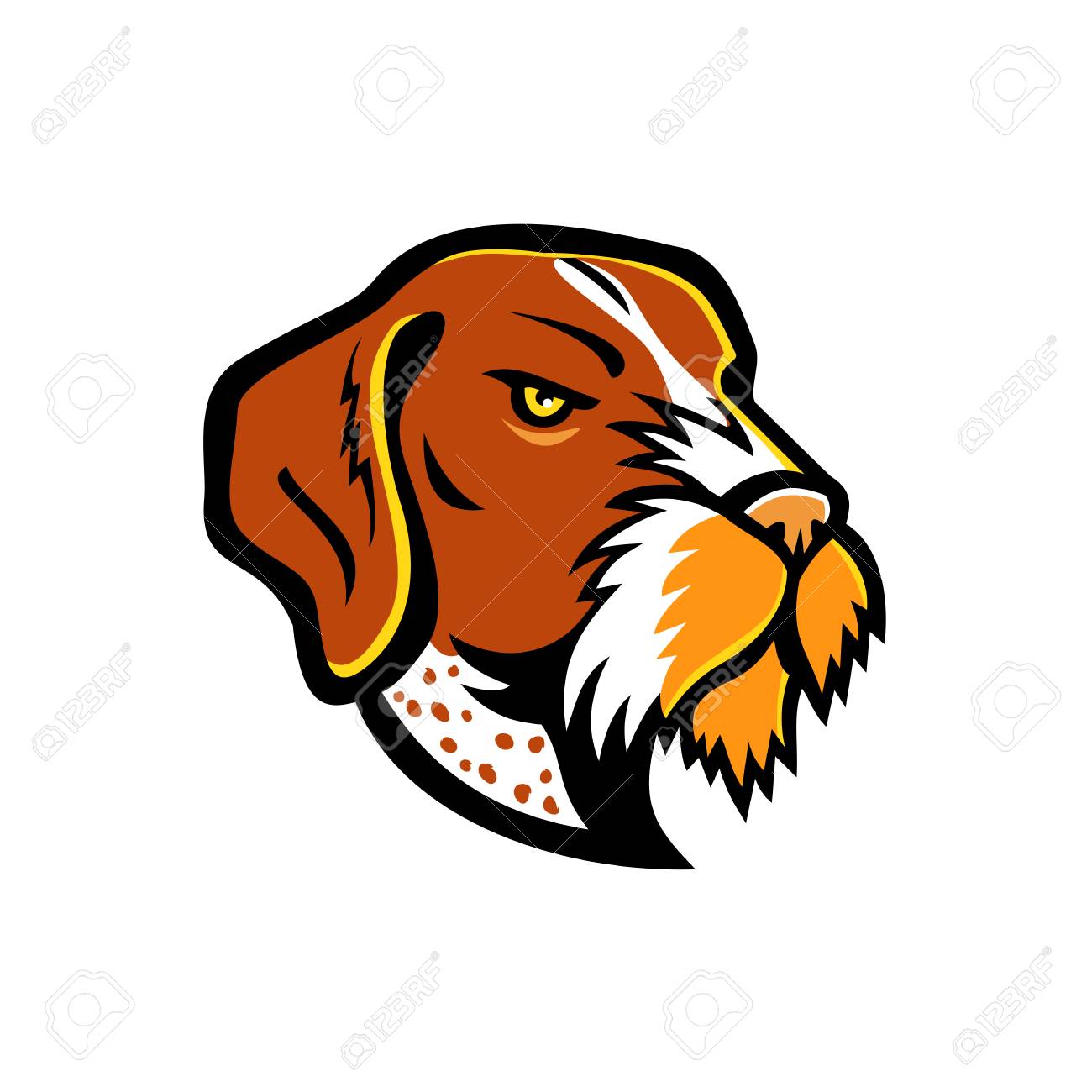 Mascot Icon Illustration Of Head Of A German Wirehaired Pointer