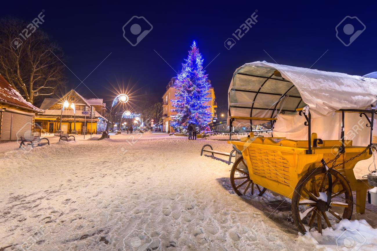 Beautiful Christmas Tree At Krupowki Street In Zakopane Poland Stock Photo Picture And Royalty Free Image Image 69071010