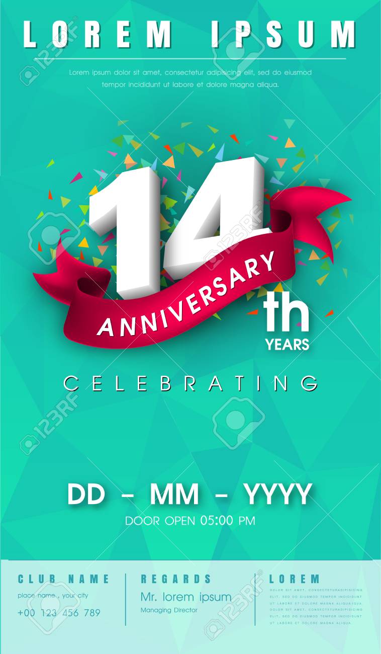 14 Years Anniversary Invitation Card Or Emblem Celebration Template Design 14th Anniversary Modern Design Elements With Background Polygon And Pink Ribbon Vector Illustration Royalty Free Cliparts Vectors And Stock Illustration Image 14 Years Anniversary Invitation Card Or Emblem Celebration Template Design 14th Anniversary Modern Design Elements With Background Polygon And Pink Ribbon Vector Illustration Royalty Free Cliparts Vectors And Stock Illustration Image