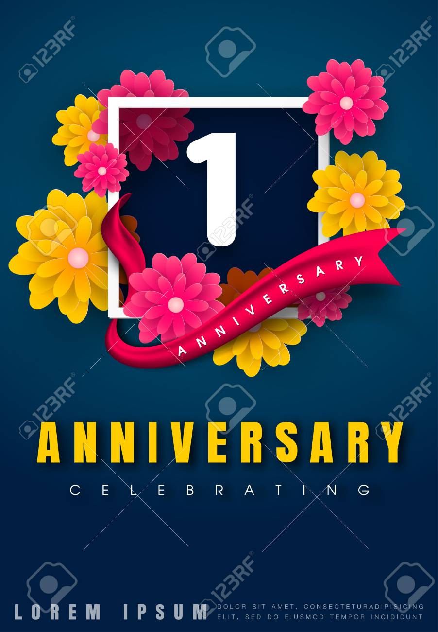 Carte D Invitation Anniversaire 1 An Conception De Modele De Celebration 1er Anniversaire Avec Des Fleurs Et Des Elements De Design Moderne Fond Bleu Fonce Illustration Vectorielle Clip Art Libres De Carte D Invitation Anniversaire 1 An Conception De Modele De Celebration 1er Anniversaire Avec Des Fleurs Et Des Elements De Design Moderne Fond Bleu Fonce Illustration Vectorielle Clip Art Libres De
