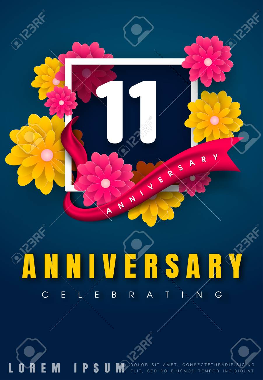 11 years anniversary invitation card celebration template design