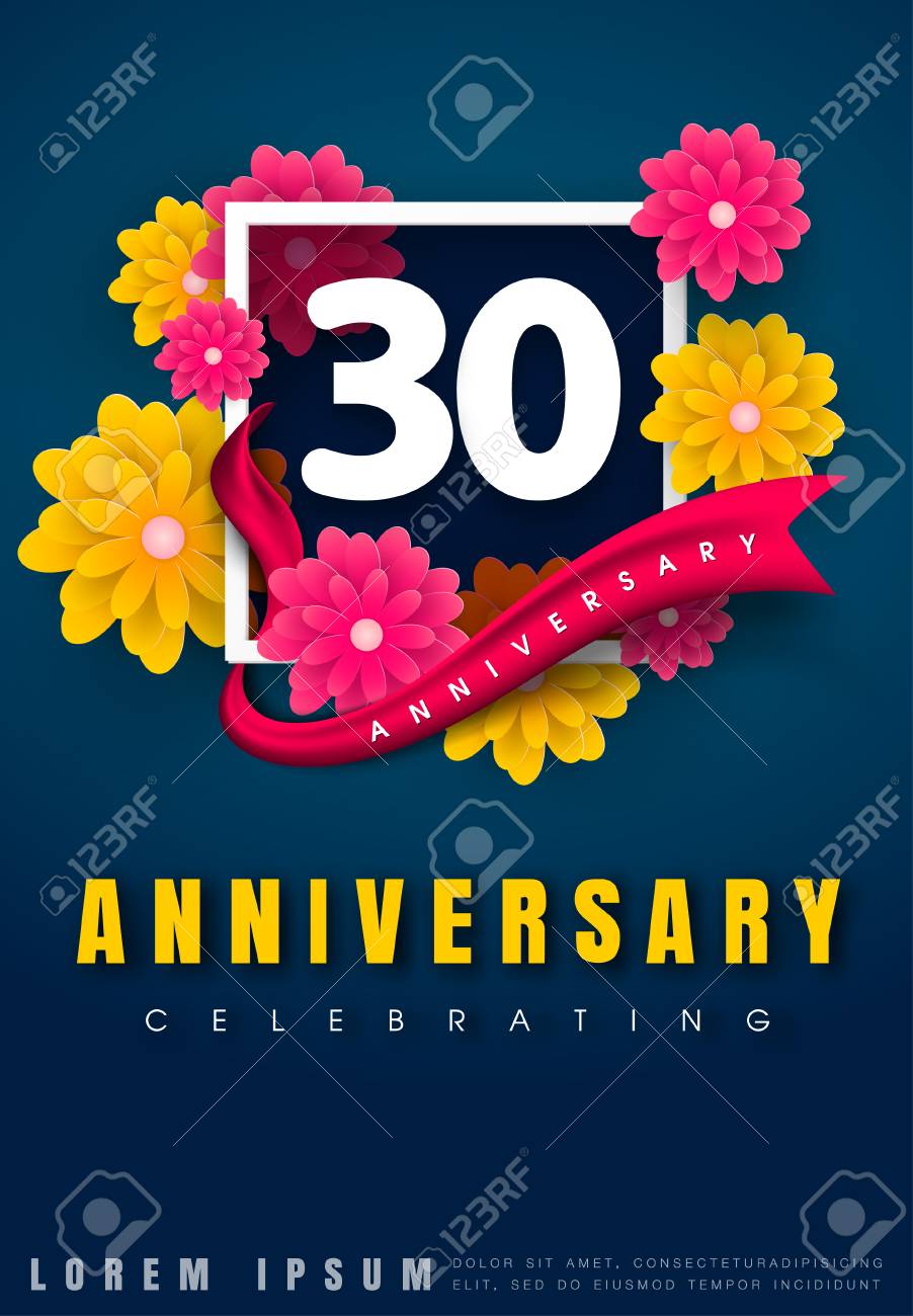 30 years anniversary invitation card celebration template design