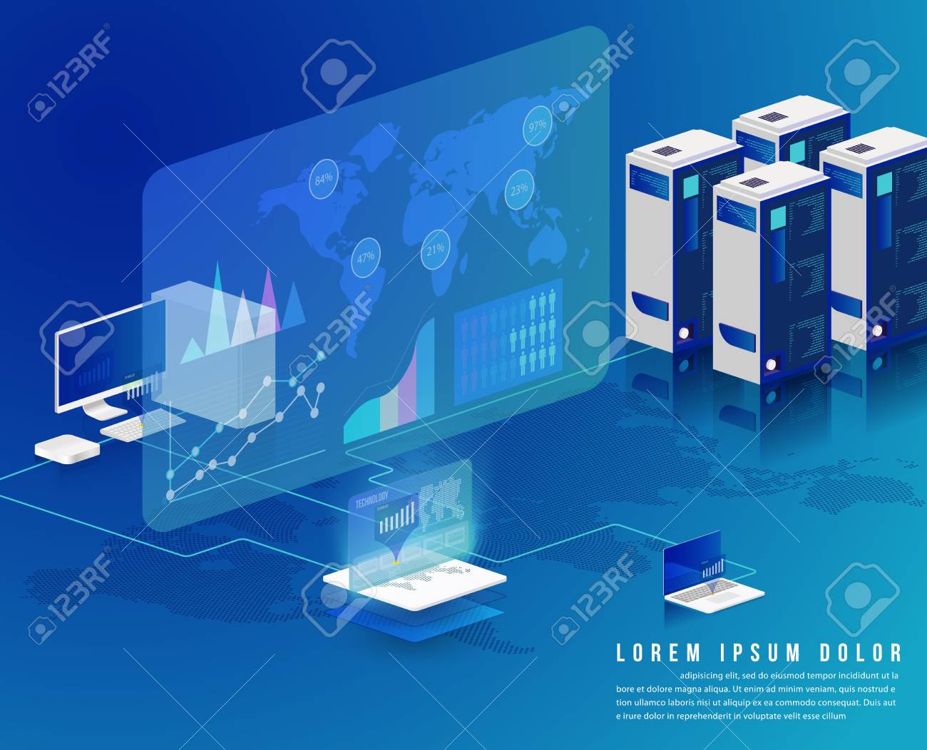 Concept Of Big Data Processing, Energy Station Of Future, Data Center,  Cryptocurrency And Blockchain Isometric Composition Smart Object And Smart  Technology Design. For Working On Blockchain Start Up. Royalty Free SVG,  Cliparts,
