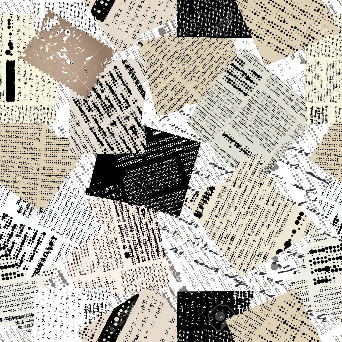 シームレスな背景パターン 延々 と並べて表示します パッチ新聞のコラージュ のイラスト素材 ベクタ Image