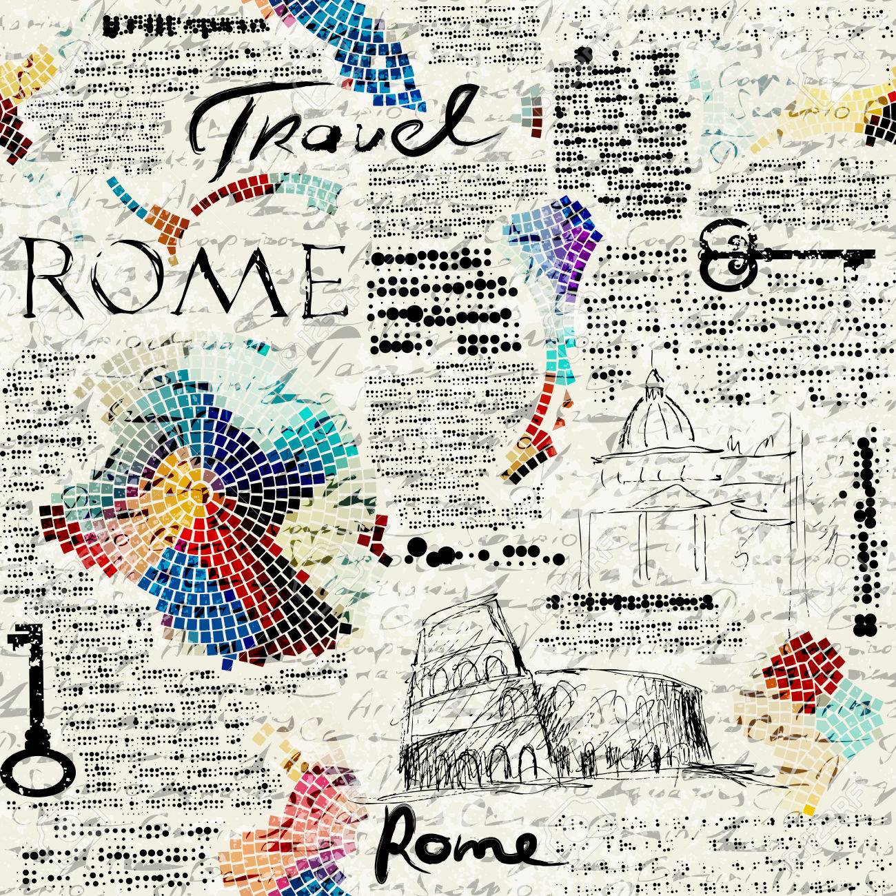 Imitation of retro newspaper background Rome travel - 47826881 Imitation of retro newspaper background Rome travel - 47826881