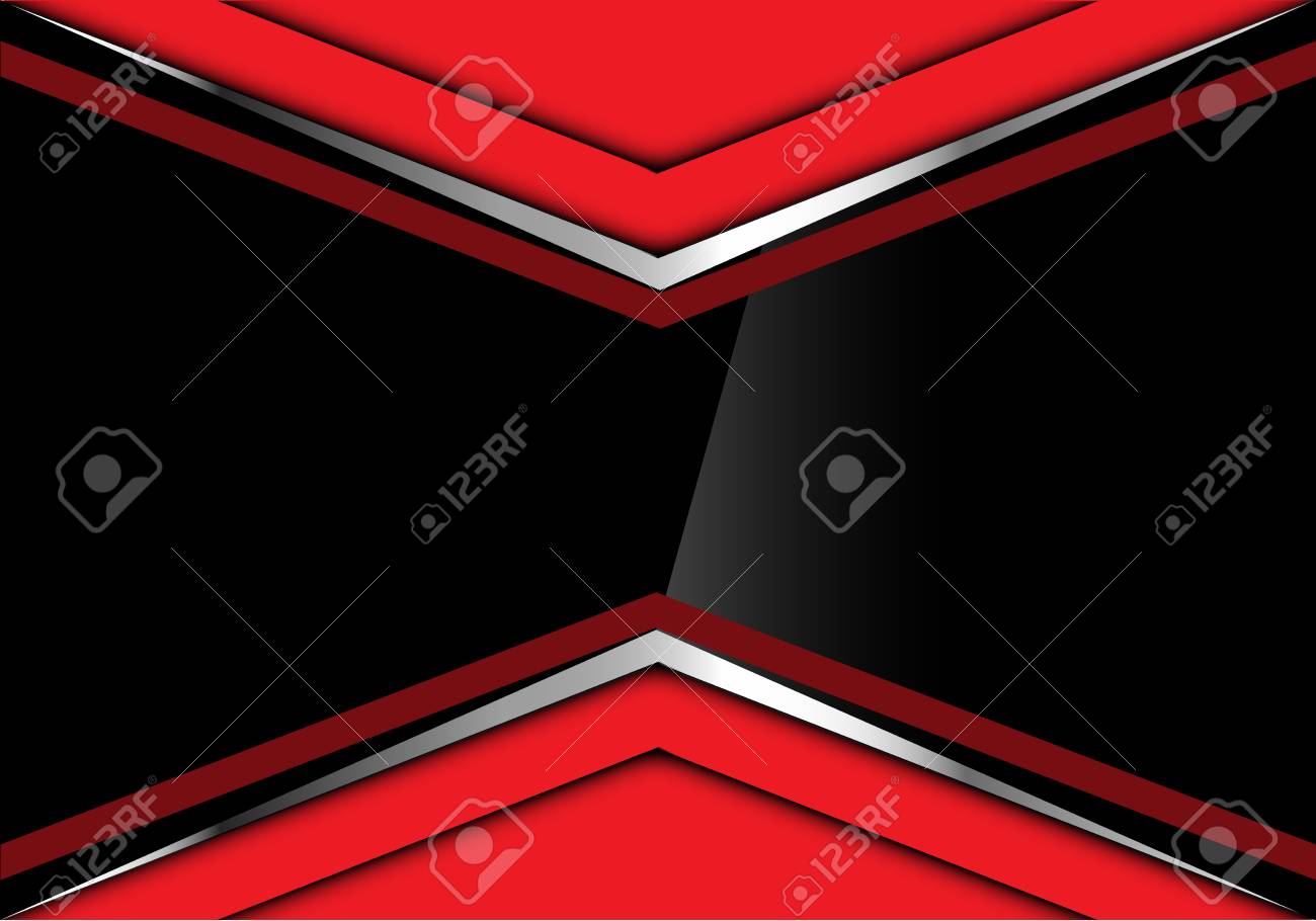 抽象的な黒赤銀矢印デザイン モダンな未来的な創造的な背景ベクトル イラストの光沢のあります のイラスト素材 ベクタ Image