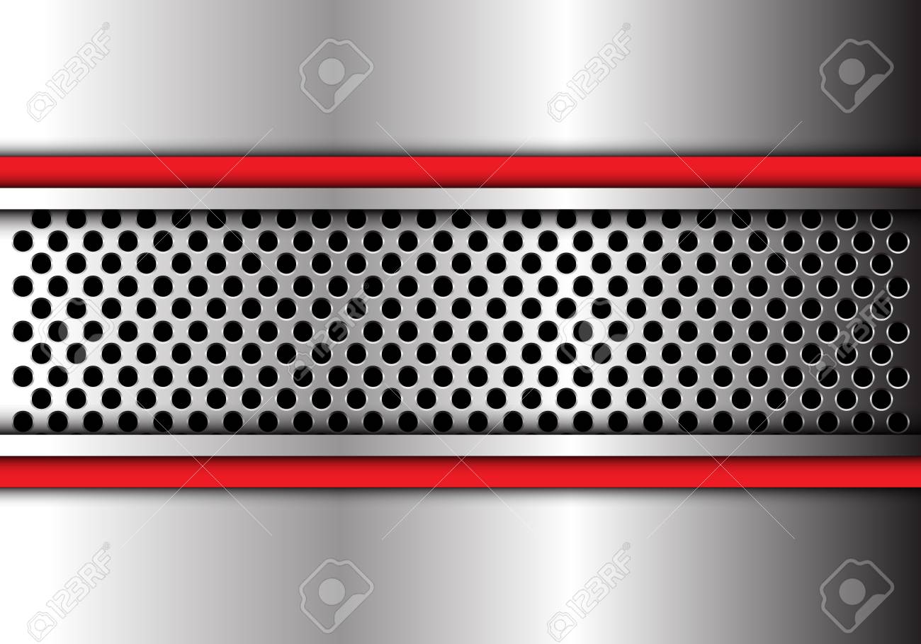 抽象的な金属プレート サークル メッシュ バナー赤い線デザイン モダンな未来的な背景のベクトル図です のイラスト素材 ベクタ Image