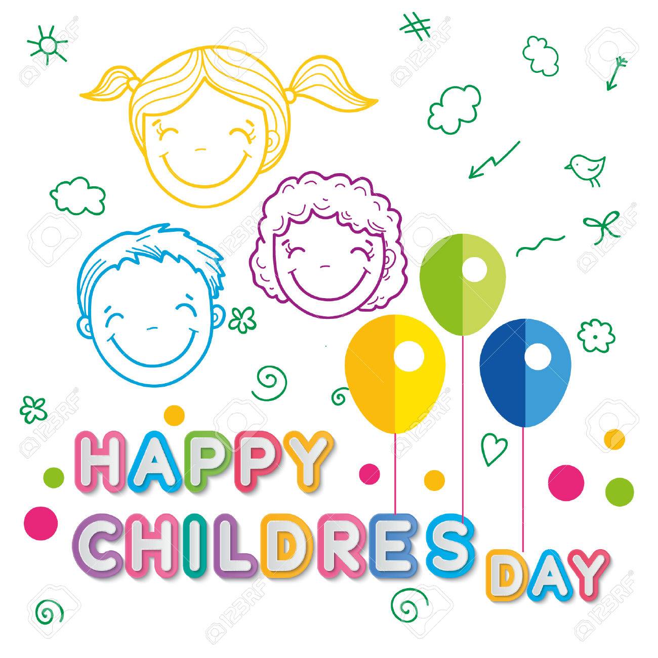 幸せ Children S 日イラストレーター 白色背景の子供たち のイラスト素材 ベクタ Image