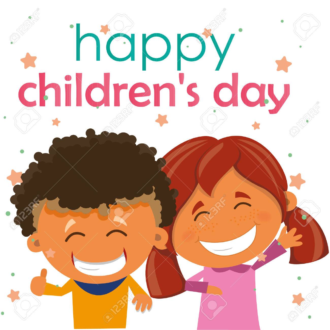 幸せ Children S 日イラストレーター白微笑む子供色背景 のイラスト素材 ベクタ Image