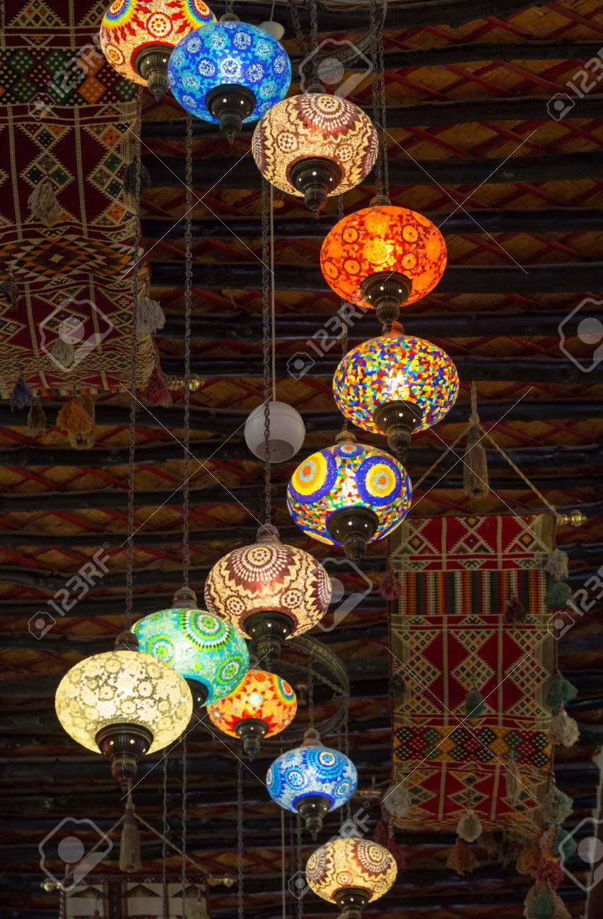 Doha Qatar March 8 2015 Lanterns Strung From The Ceiling