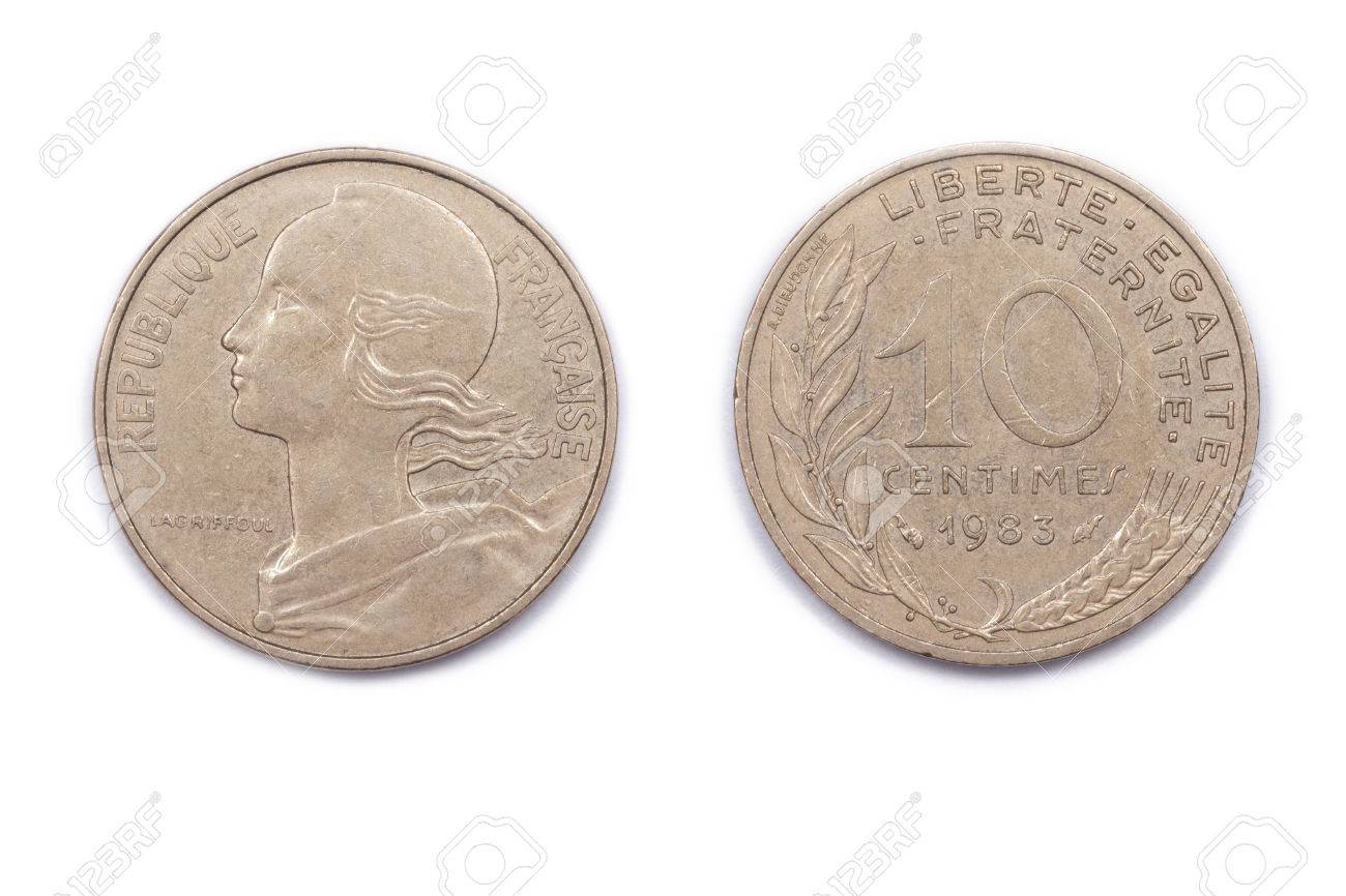 フランス 10 サンチーム硬貨が 1983 年に鋳造されました。サンチーム フランスの旧通貨とフランの一部門だった。両方は、2001  年にユーロ通貨の出現により廃止されました。の写真素材・画像素材 Image 39031432