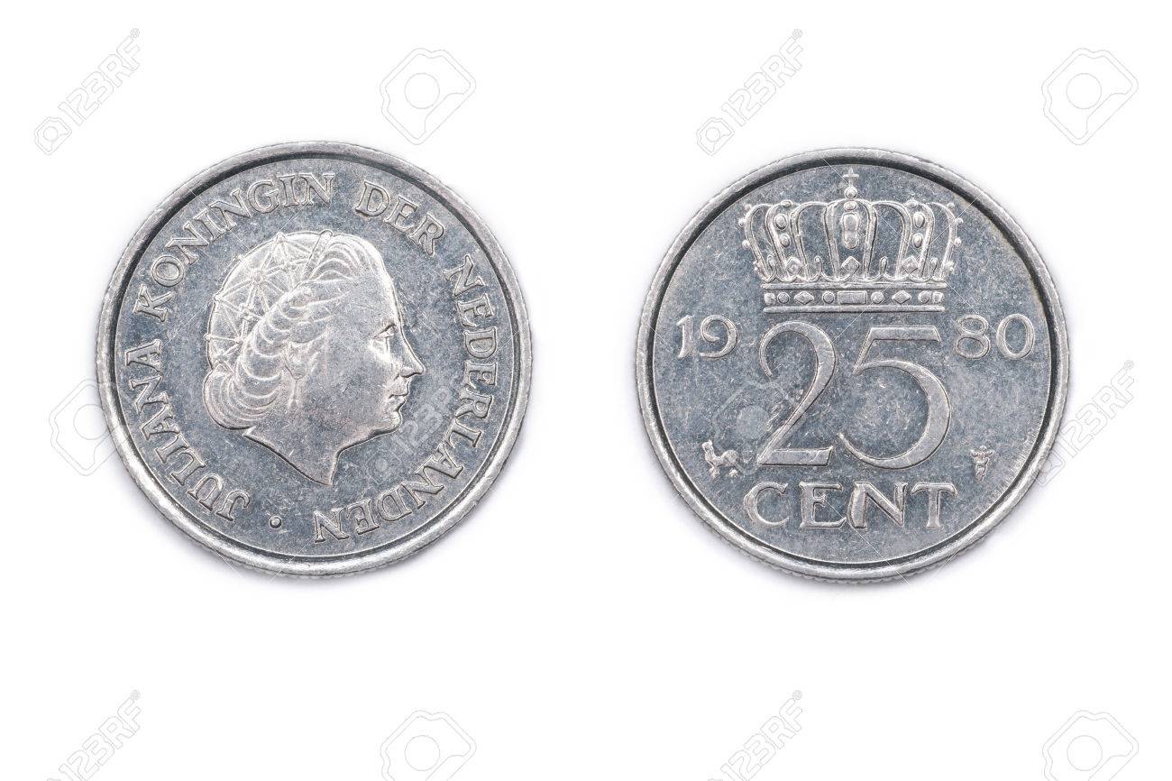 オランダ 25 セント コインには、オランダのユリアナ女王 1980 年と全室が鋳造されました。の写真素材・画像素材 Image 39031445