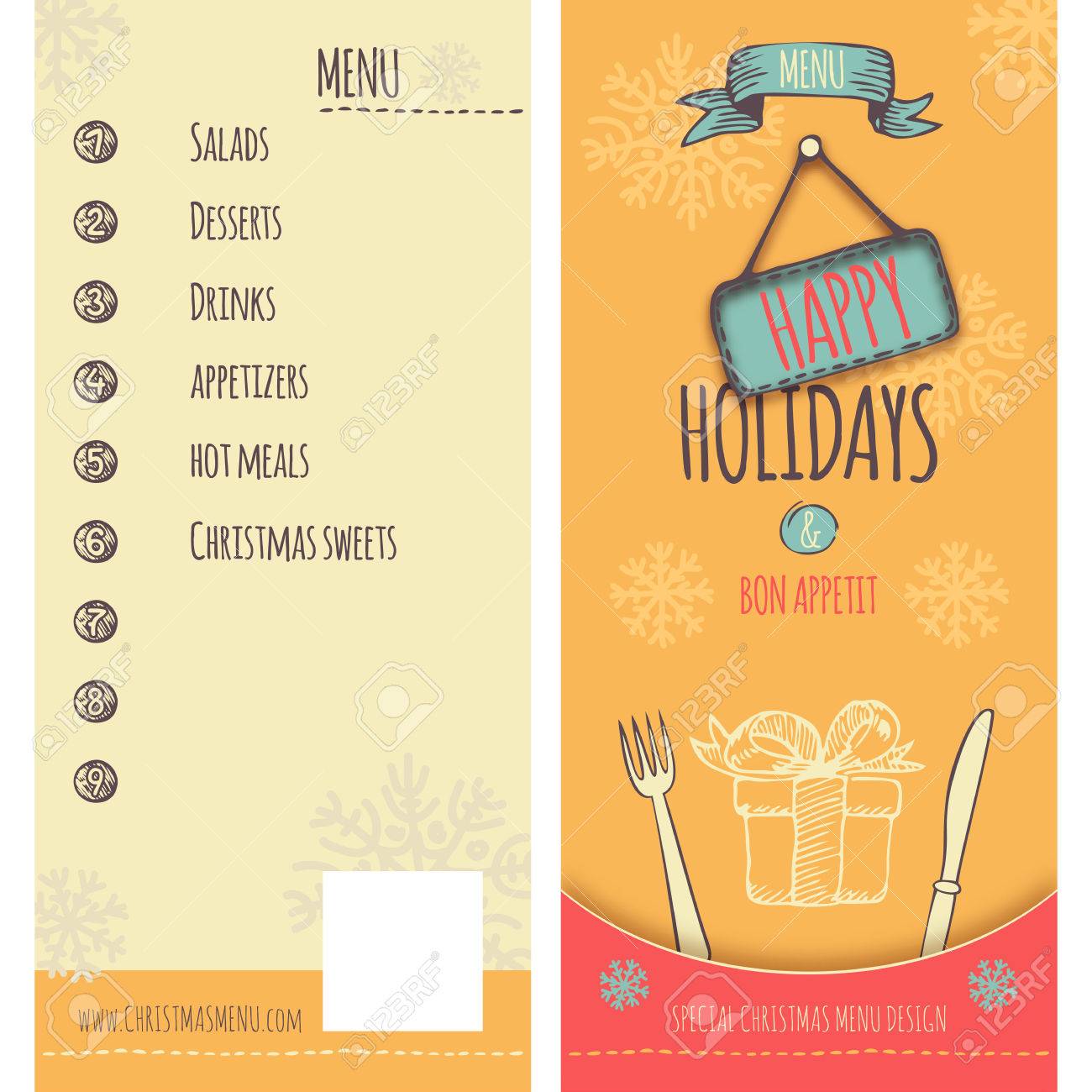 special menu design in retro style for christmas and new year new year menu design