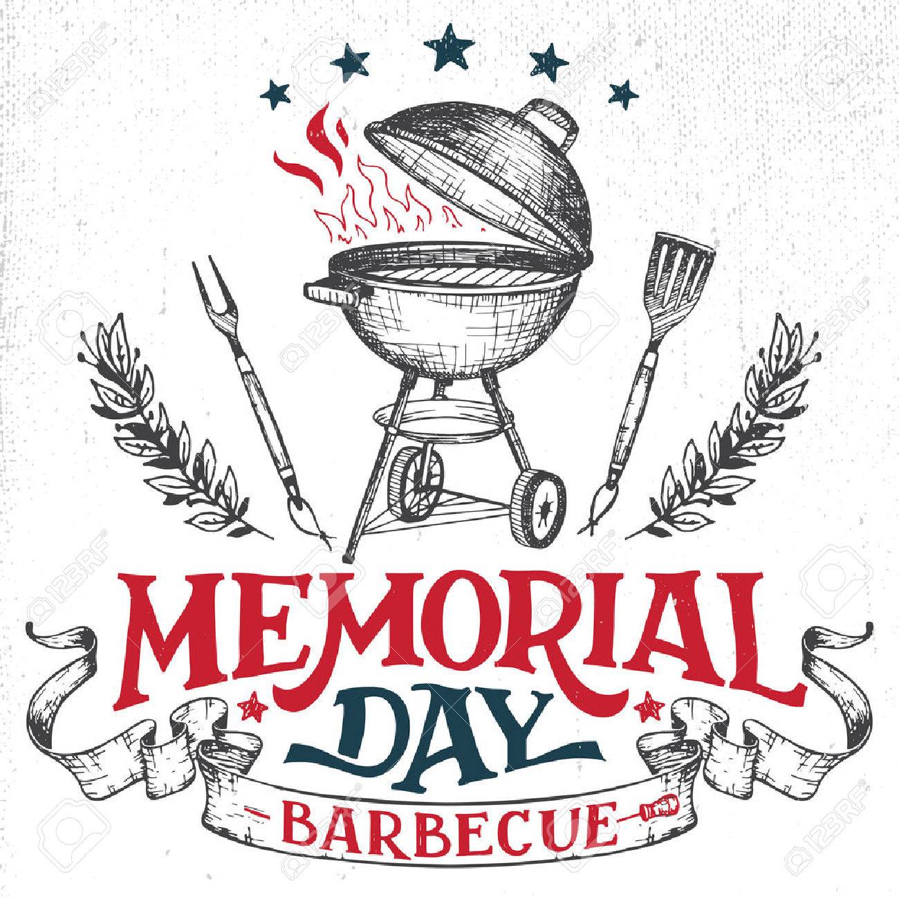 memorial day barbecue holiday greeting card hand lettering cookout
