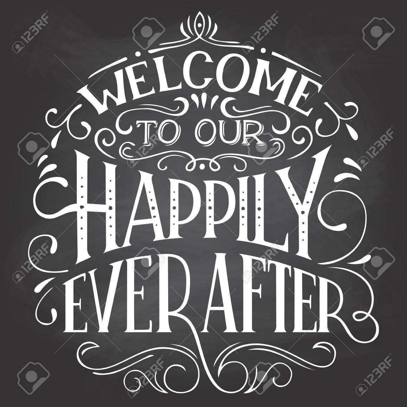 Bienvenido A Nuestro Felizmente Siempre Despues Pizarra Signo De