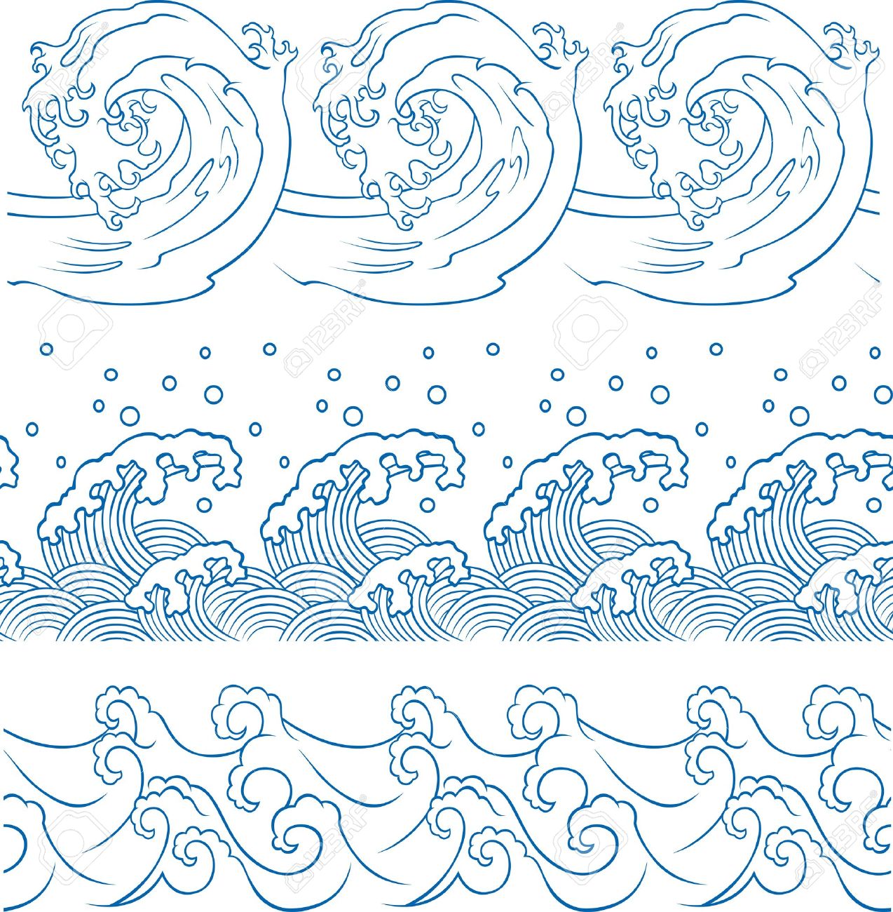 海洋波の繰り返しパターン のイラスト素材 ベクタ Image